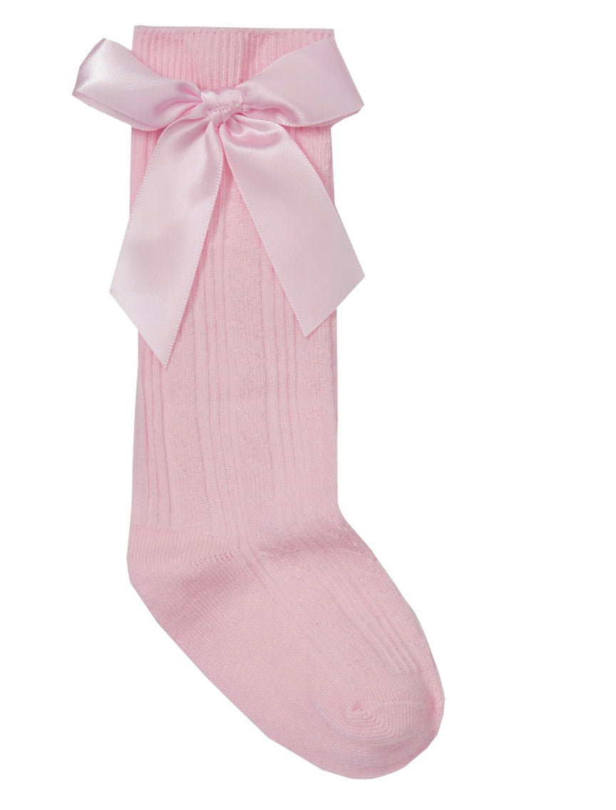 Pink Knee High Bow Socks