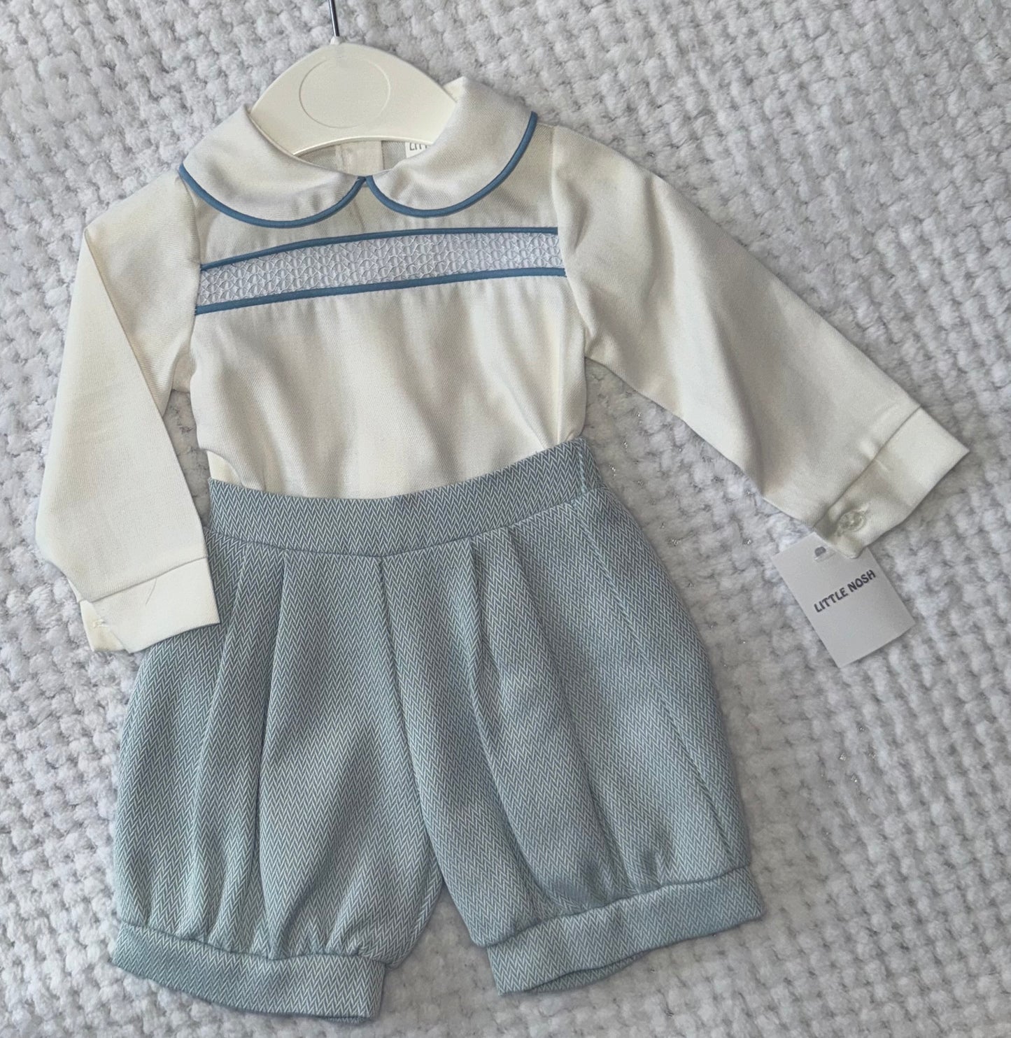 Little Nosh Blue Smocked set