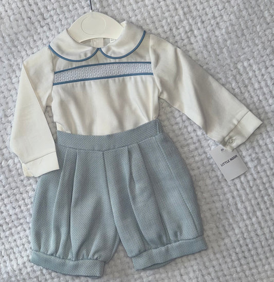 Little Nosh Blue Smocked set