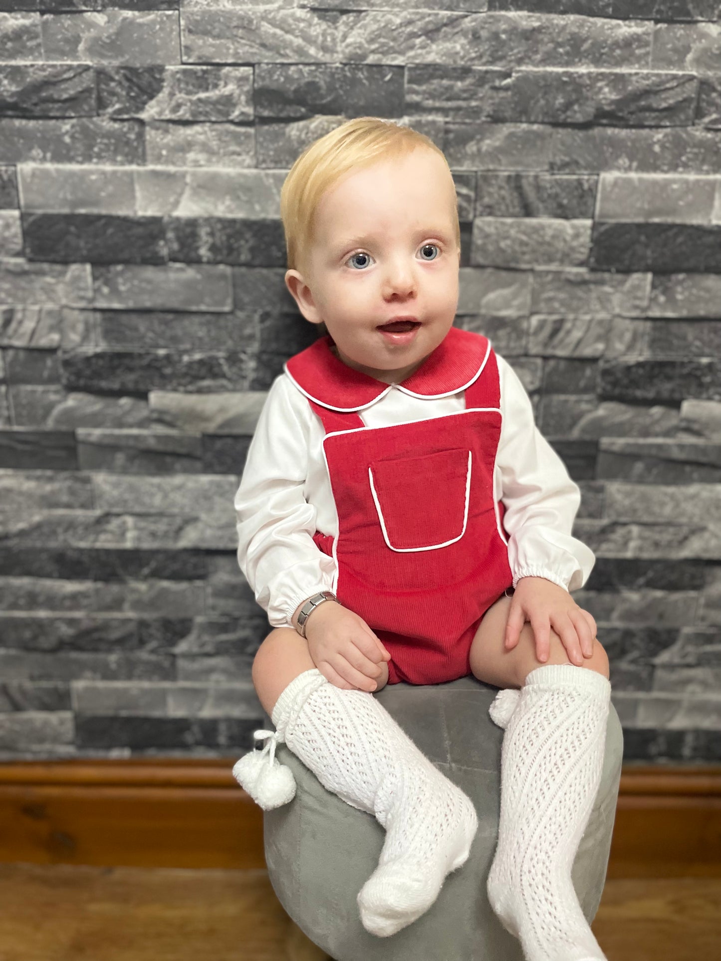 Red Velour Romper with shirt