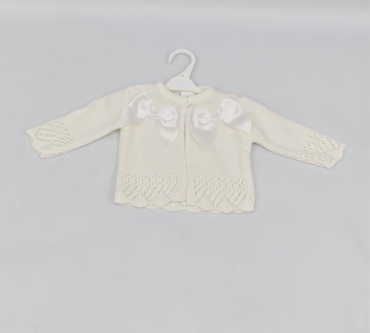 White Double Bow Cardigan