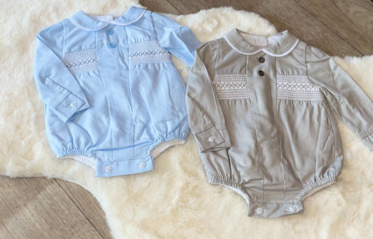 Smocked Long Sleeved Romper