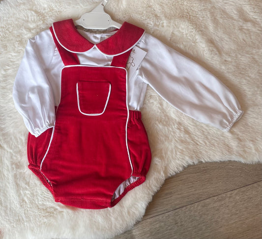 Red Velour Romper with shirt