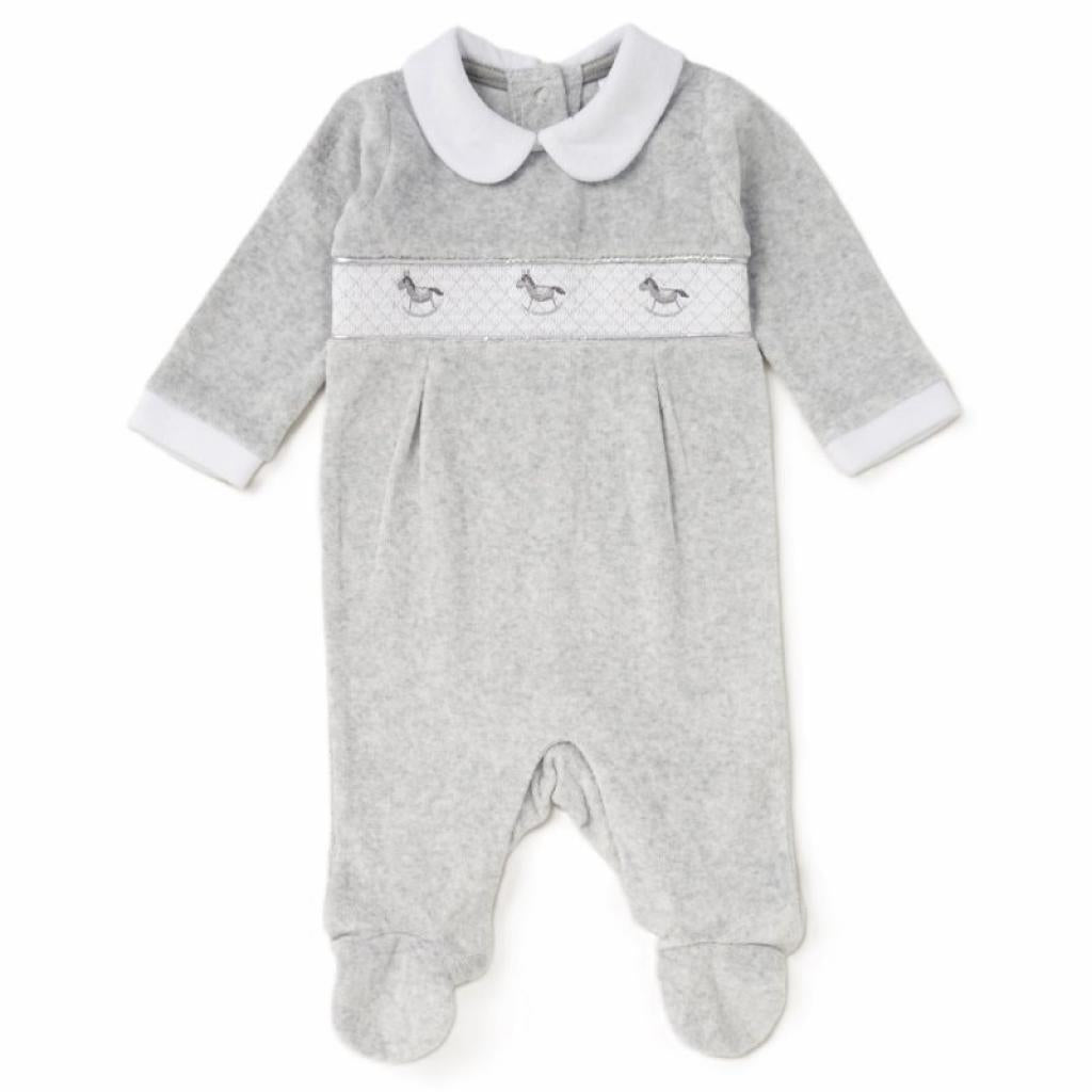 Grey Velour Babygrow